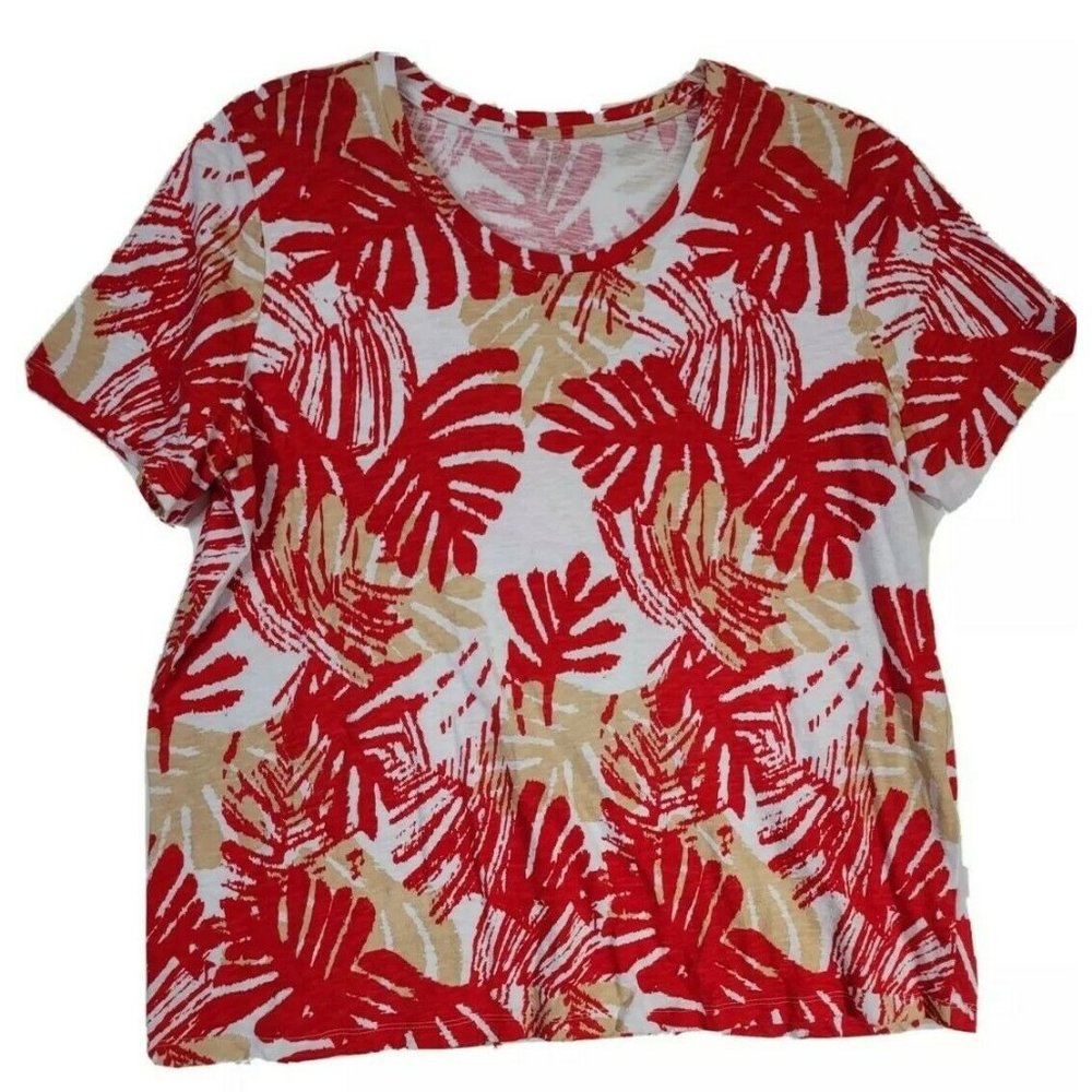 Coral Bay Women's Casual Short Sleeve Top Blouse Size 1X Red